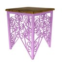 Ver imagem 1 de Mesa de Canto de Ferro e Madeira de Demolição Rústica Artesanal para Quarto - Rosa