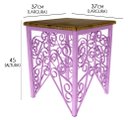 Ver imagem 2 de Mesa de Canto de Ferro e Madeira de Demolição Rústica Artesanal para Quarto - Rosa