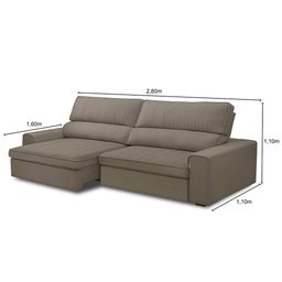 Sofá Retrátil Reclinável 4 Lugares 280cm Macau F05 Veludo Castor - Mpozenato - 4