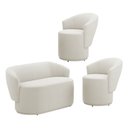 Ver imagem 1 de Kit 02 Poltronas e 01 Namoradeira Orgânica Mavi Bouclê Creme - Desk Design