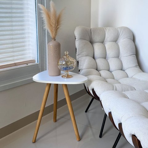 Mesa Lateral Sala Pé Palito Decorativa Tampo Orgânico para Interiores