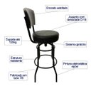 Ver imagem 2 de Banqueta Alta Bar Giratória com Encosto Cor Preta Assento Grosso Confortável Preto