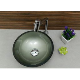 Kit: Cuba Redonda 30 Cm Bege + Torneira Link + Válvula + Sifão - 3