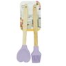 Kit Colher Coração Silicone + Pincel Culinário Cozinha Confeitaria Resistente - Azul claro - 2