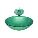 Ver imagem 1 de Cuba De Vidro Redonda 42cm Verde+Valvula+Torneira Cascata