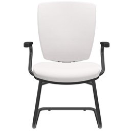 Kit 03 Cadeiras de Escritório Fixa Executiva Office Preto Slim Alta Flexi P03 Vinil Branco - Lyam - 3