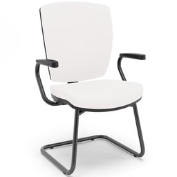 Kit 03 Cadeiras de Escritório Fixa Executiva Office Preto Slim Alta Flexi P03 Vinil Branco - Lyam - 2