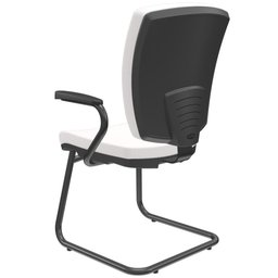 Kit 03 Cadeiras de Escritório Fixa Executiva Office Preto Slim Alta Flexi P03 Vinil Branco - Lyam - 7