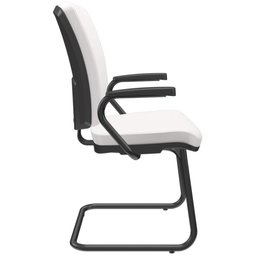 Kit 03 Cadeiras de Escritório Fixa Executiva Office Preto Slim Alta Flexi P03 Vinil Branco - Lyam - 6