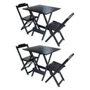 Ver imagem 1 de Kit 2 Jogos de Mesa Dobravel com 2 Cadeiras de Madeira 70x70 - Preto