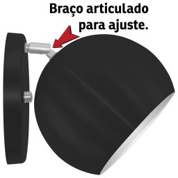 Kit 2 Arandelas Articuladas Retrô Bola Preto/Branco - 5