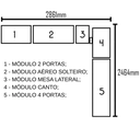 Ver imagem 4 de Modulado Solteiro Orion 100%MDF Branco - Leifer Móveis