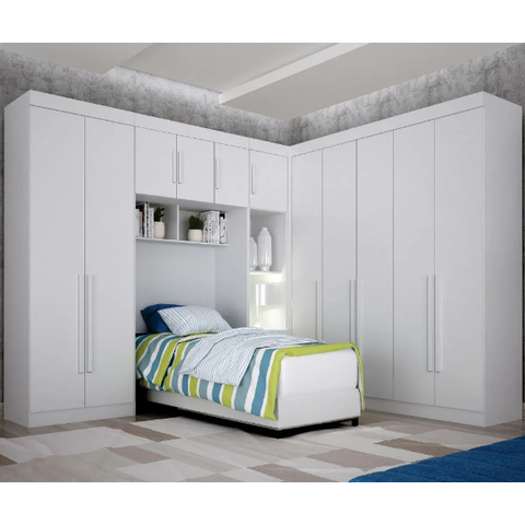 Modulado Solteiro Orion 100%MDF Branco - Leifer Móveis