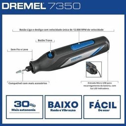Micro Retífica sem Fio Dremel Profissional com 6 Acessórios - 2