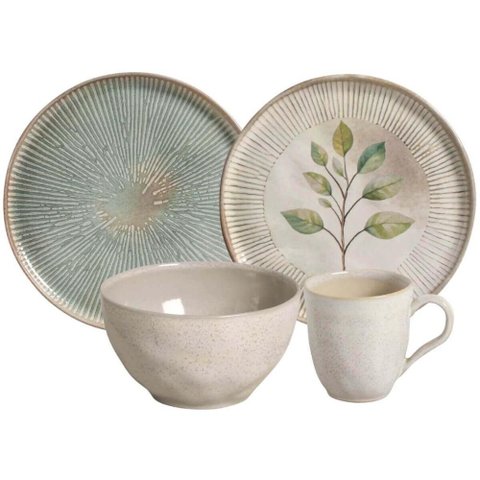 Aparelho de Jantar 24 Peças Cerâmica Porto Brasil Mesa Posta Jogo Orgânico Pratos Bowls Canecas