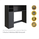 Ver imagem 2 de Armário Multiuso Lateral Berlim 1 Porta 3 Nichos B52 Emovell:preto