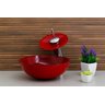 Cuba Vidro Redonda 35 Cm Vermelha + Torneira Cascata + Válvula + Sifão - 3