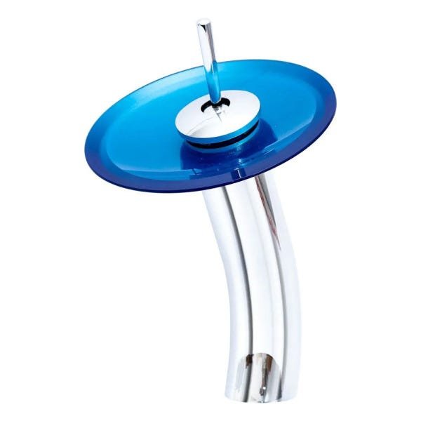 Kit: Cuba de Vidro Retrô 38cm Azul Matisse + Torneira Cascata + Válvula Click - 5
