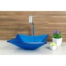 Cuba de Vidro para banheiros e lavabos - Quadrada RT 30 Cm Azul Matisse - 6