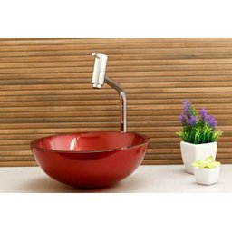 Kit: Cuba Redonda 30 Cm Vinho + Torneira Link + Válvula + Sifão - 4