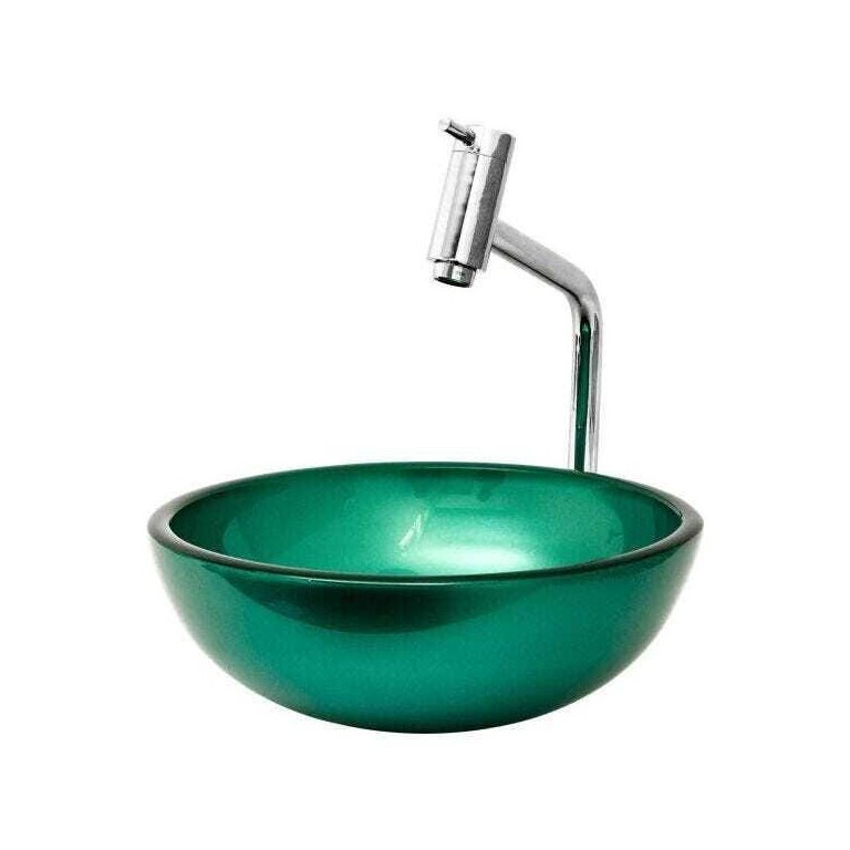 Kit: Cuba Redonda 35 Cm Verde + Torneira Link Alta + Válvula Click