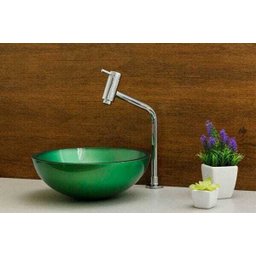 Kit: Cuba Redonda 35 Cm Verde + Torneira Link Alta + Válvula Click - 2