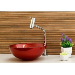 Kit: Cuba Redonda 35 Cm Vinho + Torneira Link Alta + Válvula Click - 2