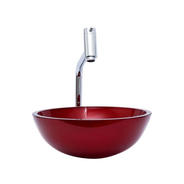 Kit: Cuba Redonda 35 Cm Vinho + Torneira Link Alta + Válvula Click