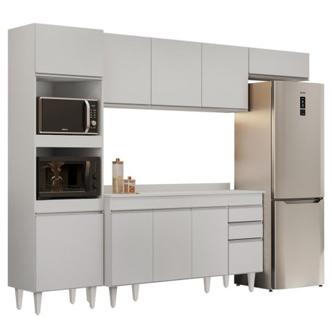 Armário de Cozinha Modulada 4 Peças CP11 Balcão com Tampo Branco - Lumil Lumil Móveis