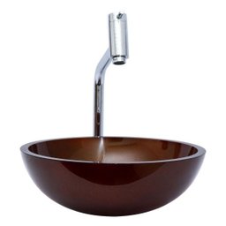 Kit: Cuba Redonda 35 Cm Marrom + Torneira Link + Válvula + Sifão - 1