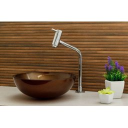 Kit: Cuba Redonda 35 Cm Marrom + Torneira Link + Válvula + Sifão - 8