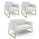 Ver imagem 1 de Namoradeira e 2 Poltronas Industrial Dourado Marisa Bouclê D03 - D’Rossi