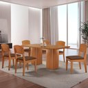 Ver imagem 1 de Mesa de Jantar Eloise 180cm Tampo Mdf 6 Cadeiras Moderna Veludo Marrom/naturalle