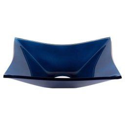 Kit: Cuba de vidro Retangular Azul Marine + Torneira Link Alta + Válvula - 4