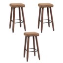 Ver imagem 1 de Kit 3 Banquetas Altas Quadradas Pés Madeira Modelo Paris:capuccino