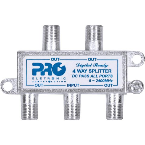 Divisor Satélite 1 Entrada e 4 Saídas - 5~2400 Mhz (vhf / Uhv/satélite) com Passagem Dc Pqdv-2024b