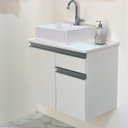 Ver imagem 2 de Balcão Gabinete Banheiro Parma com Cuba 100% Mdf - 60cm