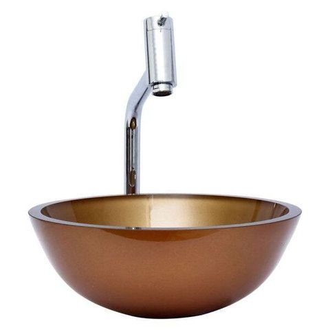 Kit: Cuba Redonda 35 Cm Bronze + Torneira Link Alta + Válvula Click