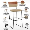Ver imagem 4 de Kit 02 Banquetas Altas Sala Jantar Allana L02 Faixa Couríssimo Camel Linho Bege Escuro - Lyam Decor