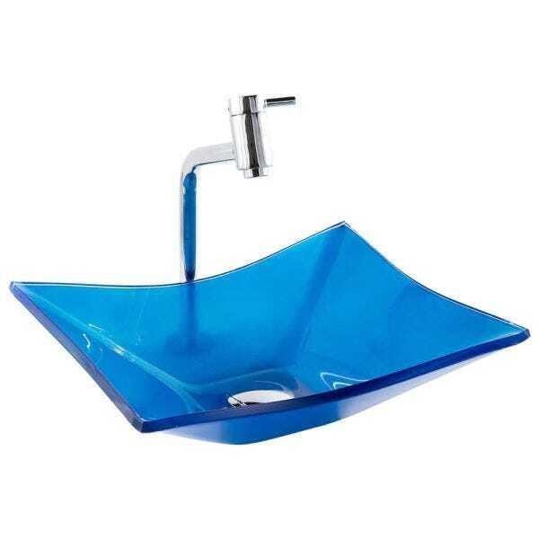 Cuba de Vidro para banheiros e lavabos - Retangular Azul Matisse - 2