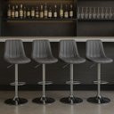 Ver imagem 5 de Kit 2 Banqueta Bar Concha Ajustável em Couro Ecológico Design Moderno Base Cromada Cinza