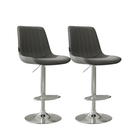 Ver imagem 1 de Kit 2 Banqueta Bar Concha Ajustável em Couro Ecológico Design Moderno Base Cromada Cinza