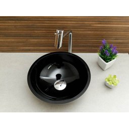 Kit: Cuba Redonda 30 Cm Preta + Torneira Link + Válvula + Sifão - 3 Kit: Cuba Redonda 30 Cm Preta + Torneira Link + Válvula + Sifão - 3