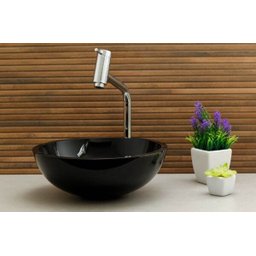 Kit: Cuba Redonda 30 Cm Preta + Torneira Link + Válvula + Sifão - 8 Kit: Cuba Redonda 30 Cm Preta + Torneira Link + Válvula + Sifão - 8