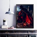 Ver imagem 1 de Quadro Umbanda Exu Marabô 24x18cm - com Vidro:madeira Preta