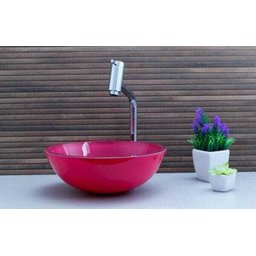 Kit: Cuba Redonda 30 Cm Rosa + Torneira Link + Válvula + Sifão - 2