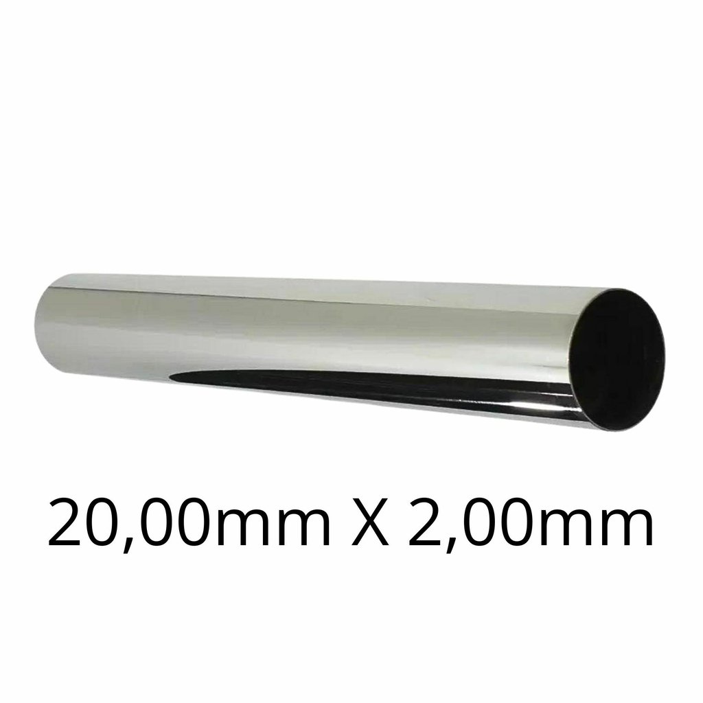 Tubo Inox - 20,00mm X 2,00mm - Polido - 304/l - C/c - 50 Cm