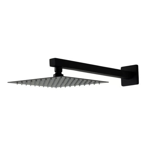 Ducha Chuveiro Slim 20x20 Preto Fosco com Braço 36cm