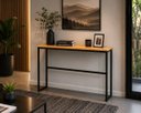 Ver imagem 5 de Mesa Jantar Aparador Bancada Alta Industrial 190x80cm Tampo Natural Pés Preto
