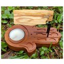 Ver imagem 3 de Incensário Madeira Mão de Fátima Hamsá 50g Palo Santo Natural Encerado Mão de Fátima